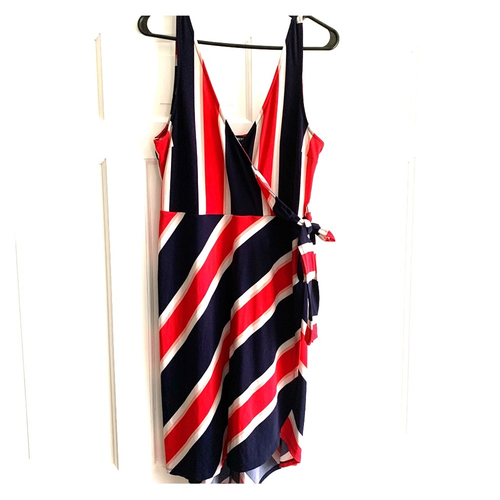 Express Striped Wrap Midi Dress